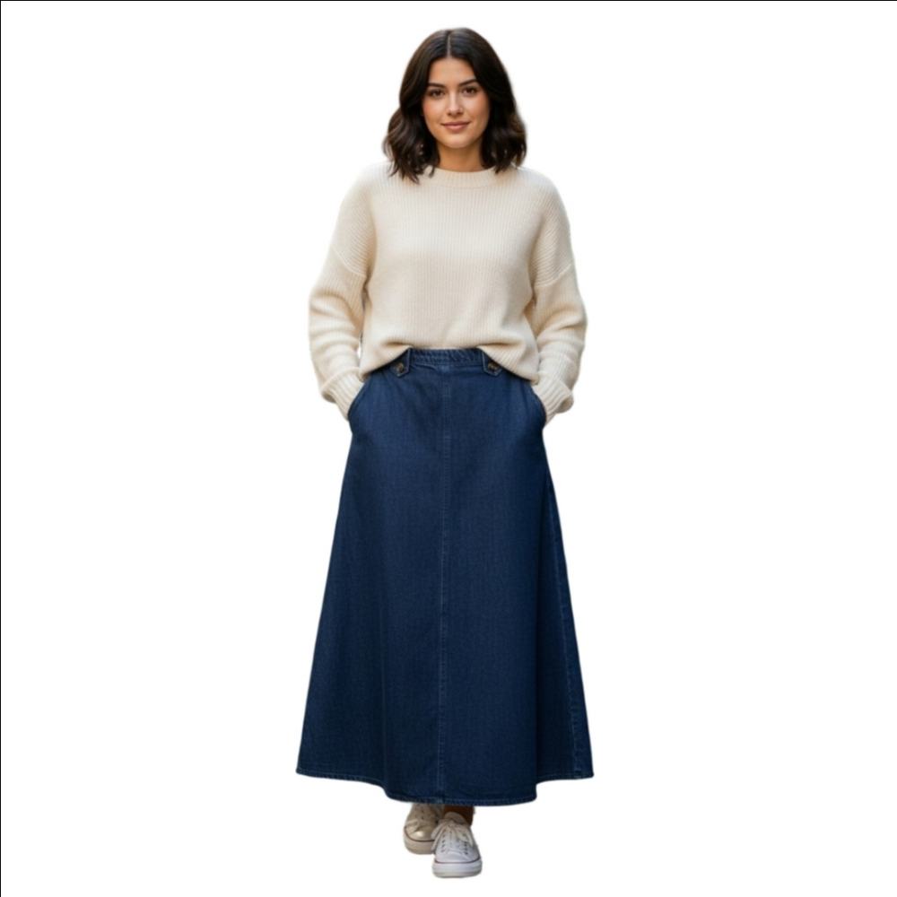 NWT Coldwater Creek Classic Blue Denim Skirt, Size P8 - Picture 6 of 6